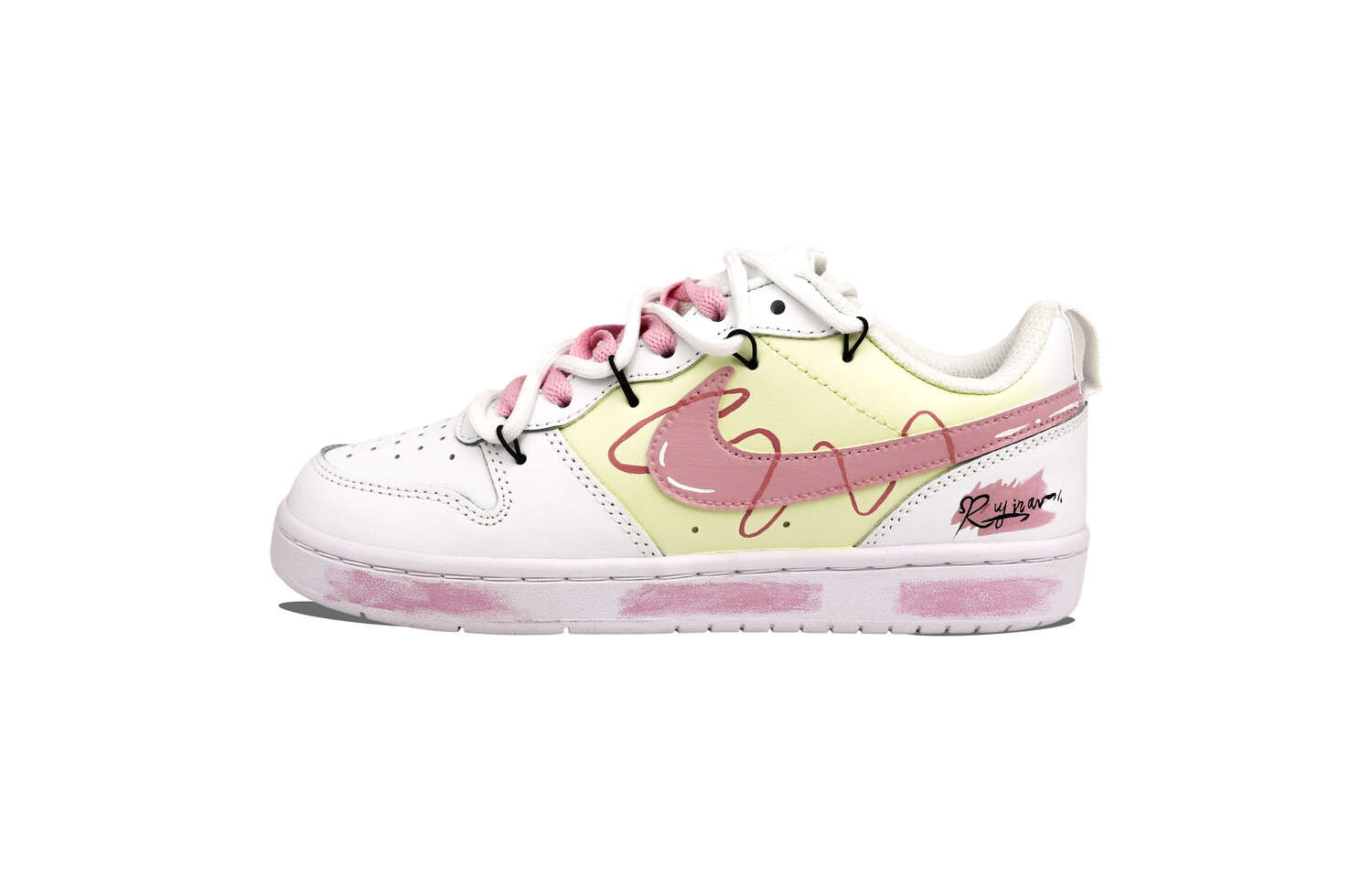

Кроссовки Nike Court Borough Skateboarding Shoes Women's Low-top Pink/Yellow, цвет Weaving dreams