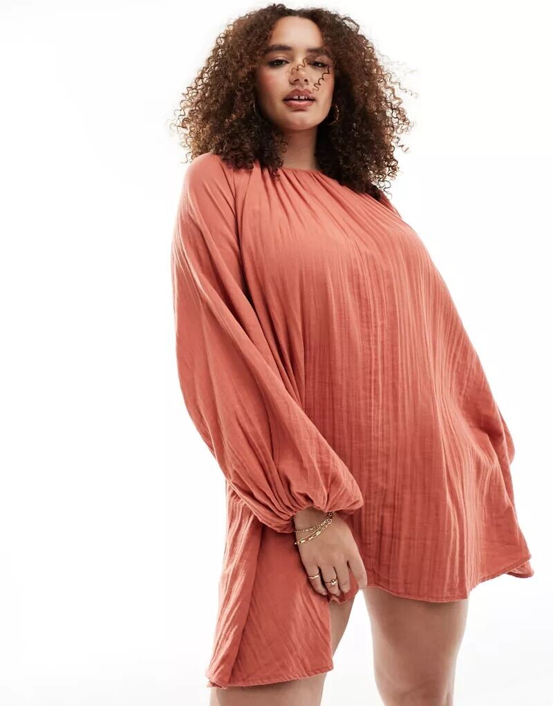 

Ржавое двухслойное платье мини-трапеции ASOS DESIGN Curve