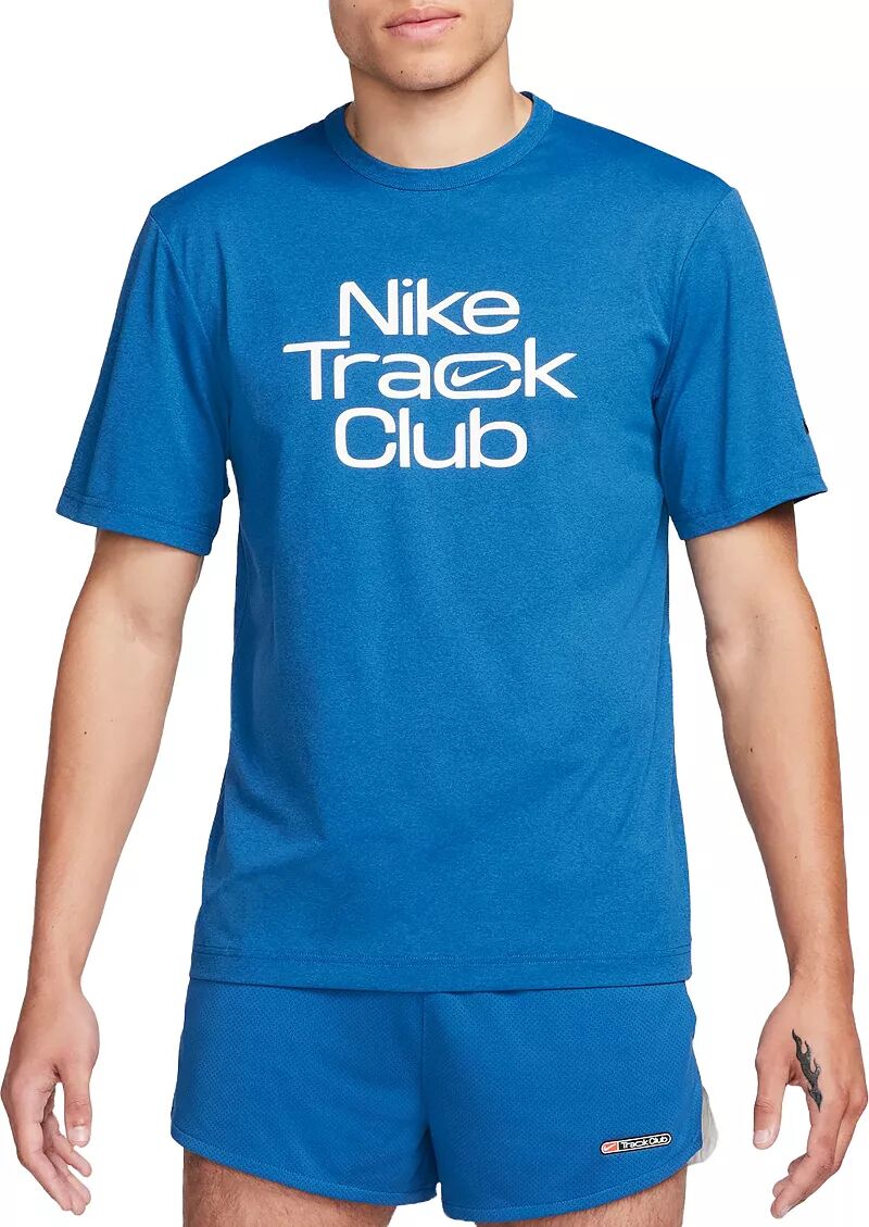 

Мужская футболка для бега с графическим рисунком Nike Dri-FIT Hyverse Track Club с короткими рукавами, синий