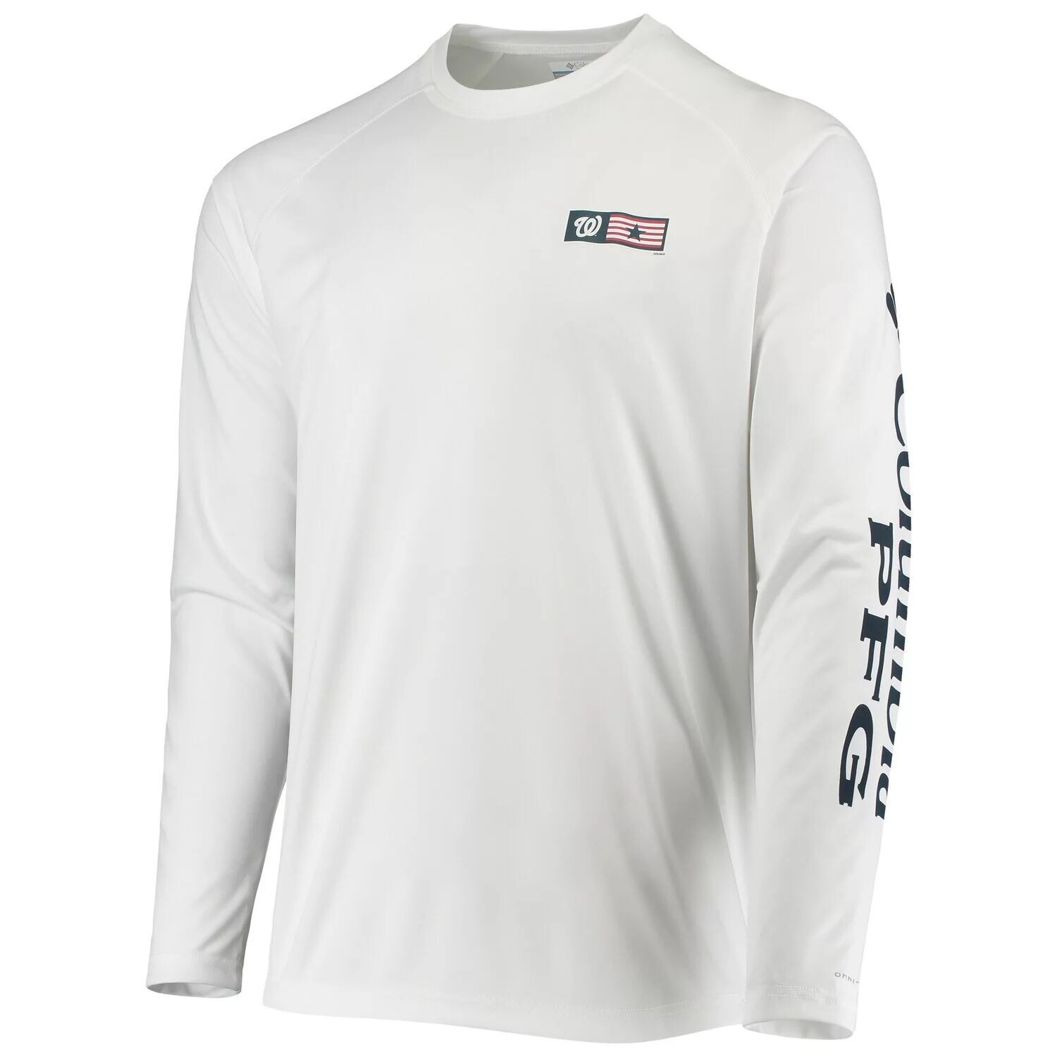 

Мужская футболка Columbia White Washington Nationals Americana Terminal Tackle Omni-Shade реглан с длинным рукавом