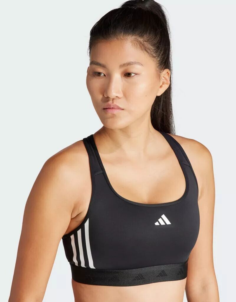 

Черный бюстгальтер средней поддержки adidas Powerreact Training Hyperglam adidas performance