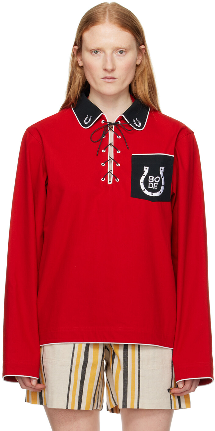 

Рубашка-поло Red Lucky с подковой Bode, цвет Red/Black