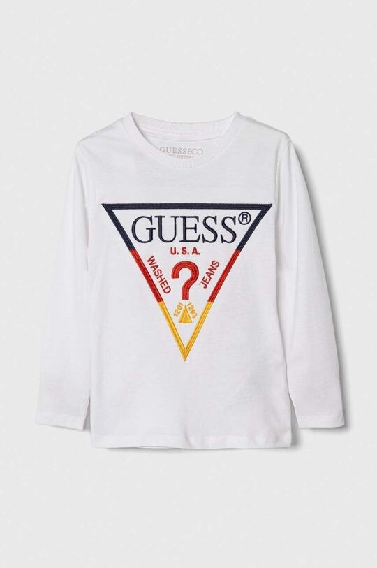 

Детская хлопковая рубашка Guess с длинными рукавами, белый