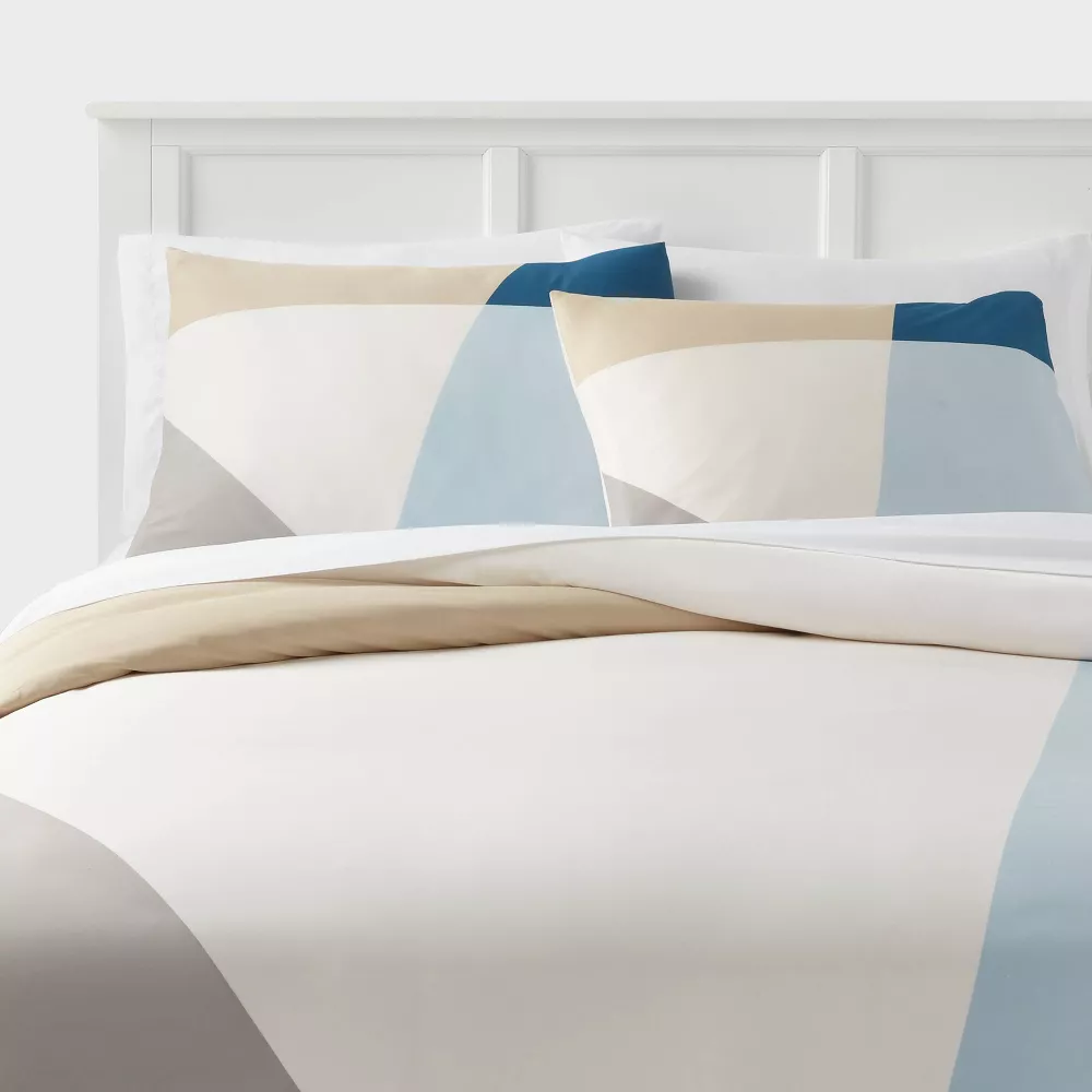 

Пододеяльник и наволочка из смесового хлопка с принтом Twin/Twin Extra Long Light Grey/White Tone - Room Essentials, цвет Ivory/Light Blue/Khaki