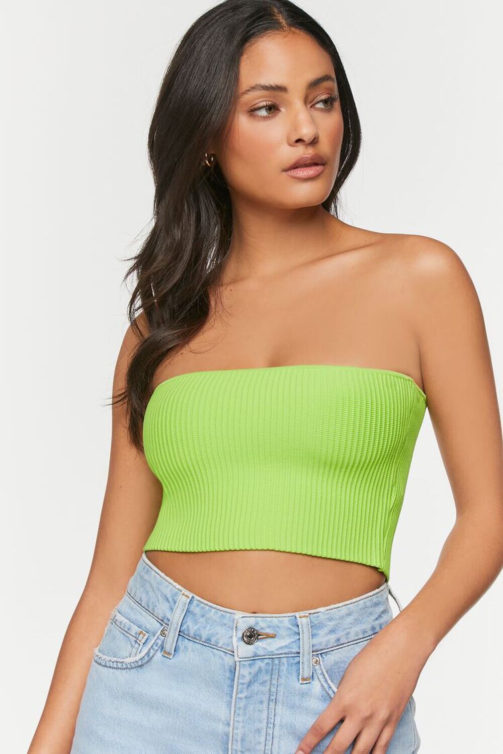 

Укороченный вязаный топ-свитер Forever 21, зеленый