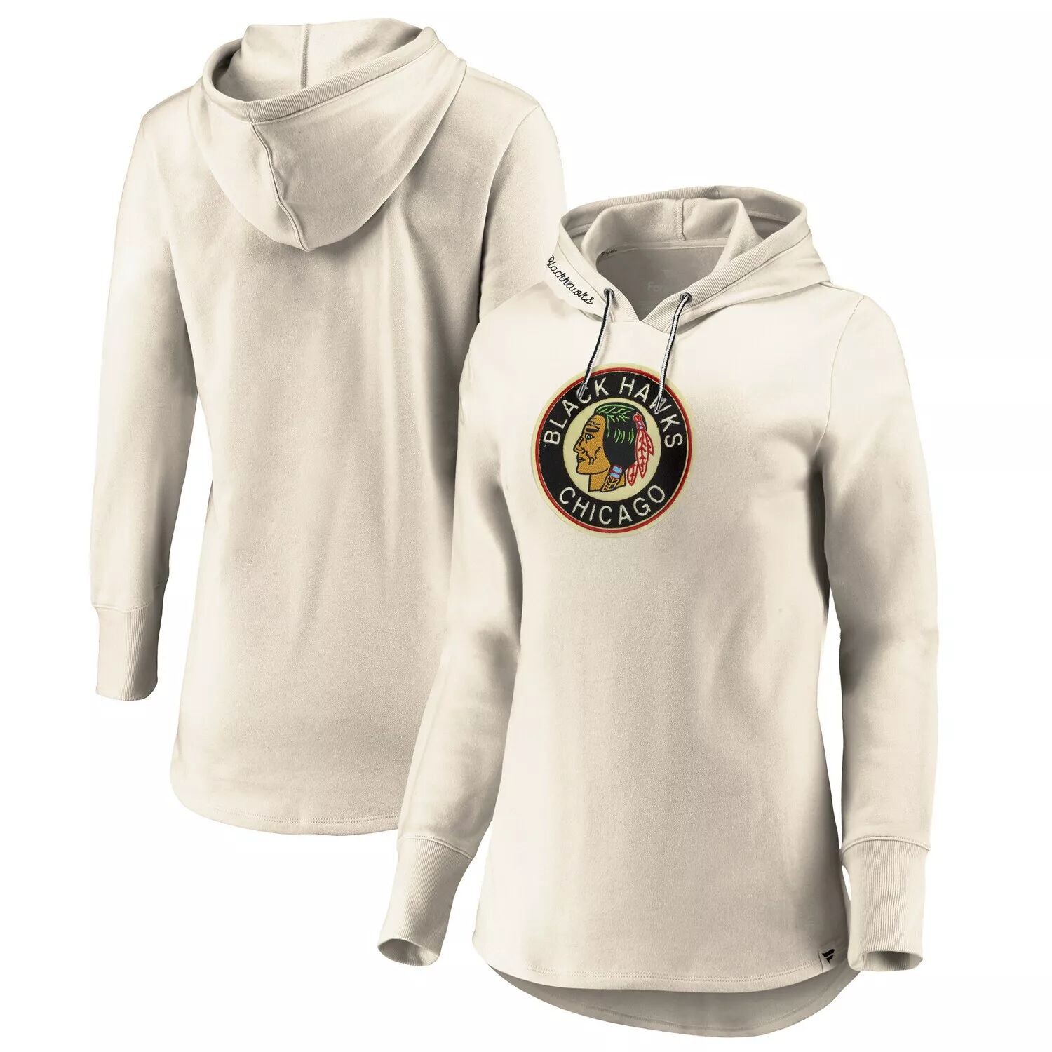 

Женский флисовый пуловер с капюшоном Fanatics Oatmeal Chicago Blackhawks True Classics Signature Fanatics