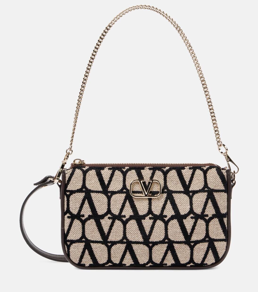

Сумка через плечо Toile Iconographe Mini из холста Valentino Garavani, цвет naturale/nero/fondant