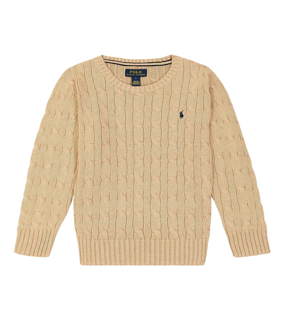 

Хлопковый свитер косой вязки Polo Ralph Lauren Kids, бежевый