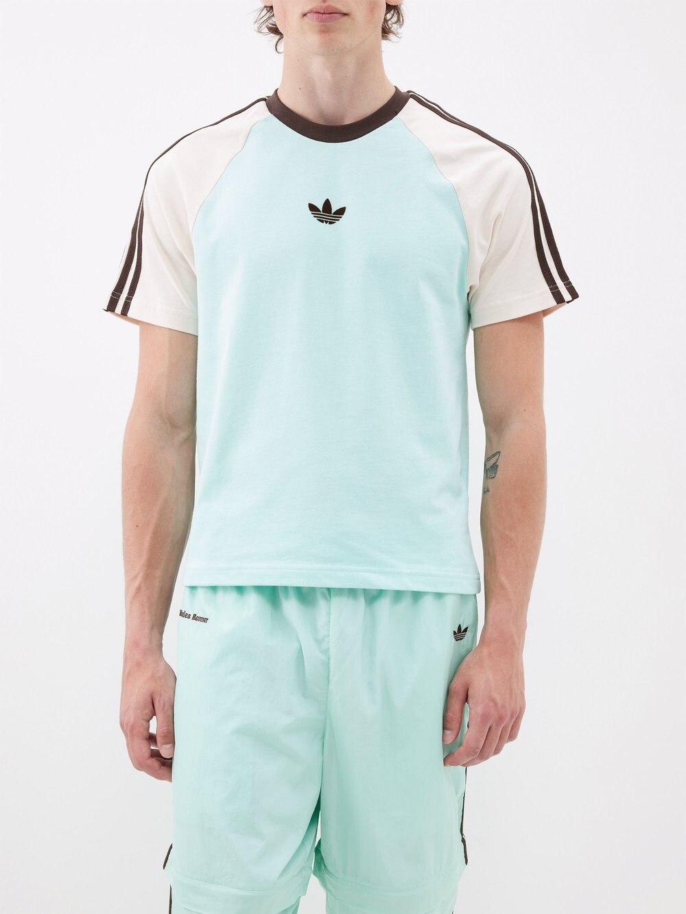 

Полосатая футболка из органического хлопка с логотипом wb Adidas X Wales Bonner, зеленый