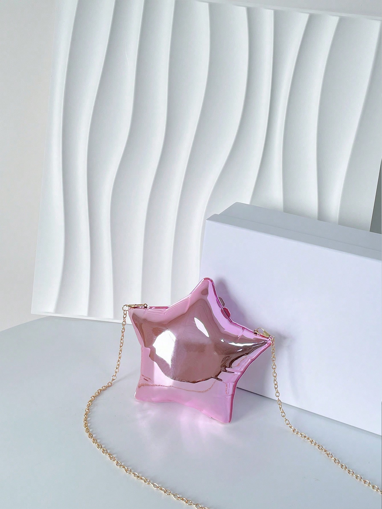 цена Модная акриловая зеркальная сумка через плечо в форме звезды, розовый