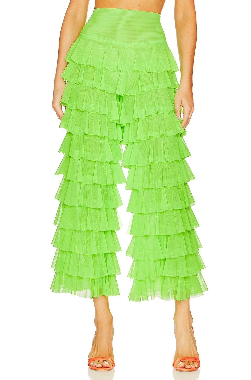 

Брюки Norma Kamali Wide Leg Ruffle, цвет Neon Green