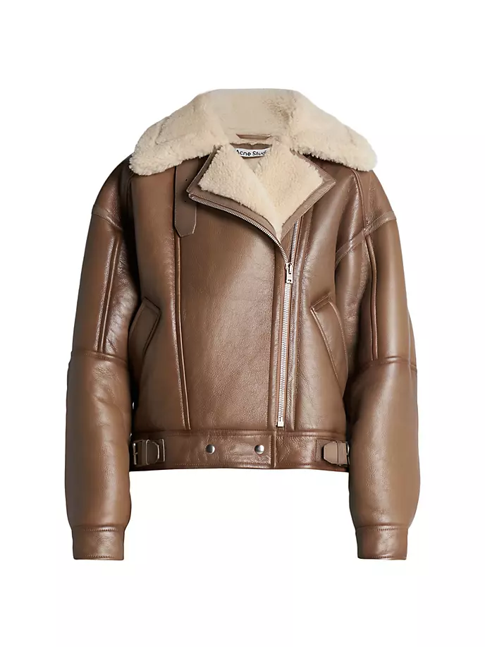 

Куртка из овчины и телячьей кожи Acne Studios, цвет brown light camel