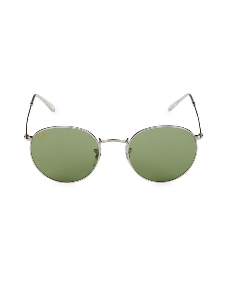 Круглые солнцезащитные очки 53MM Ray-Ban, цвет Silver Green