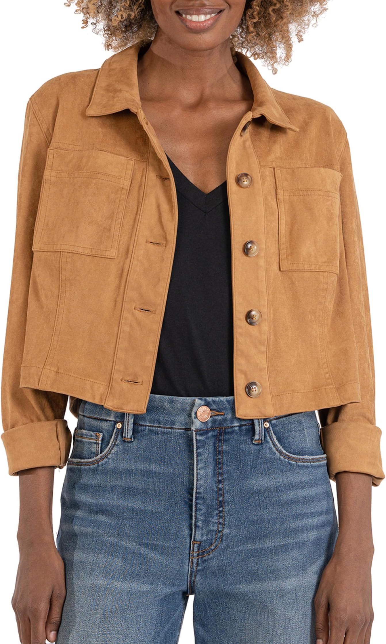 

Жилет Matilda - Crop Trucker Jacket w/ Patch Pockets KUT from the Kloth, цвет Toffee