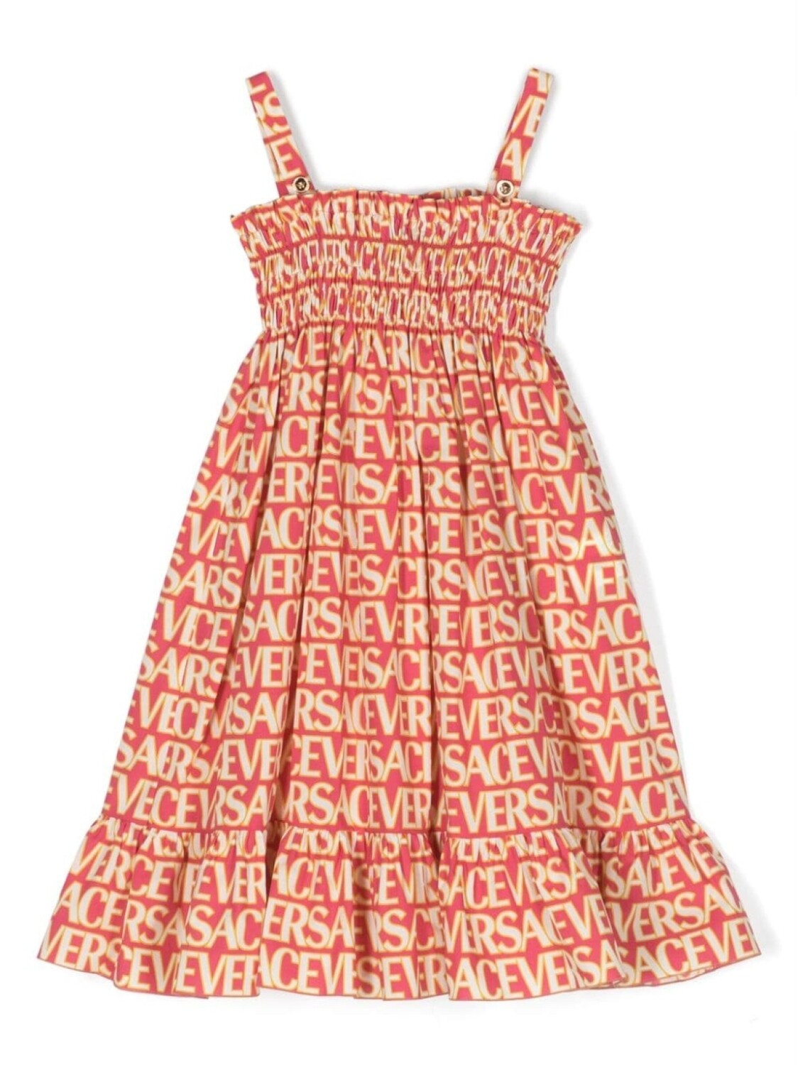 

Versace Kids ярусное платье с логотипом, розовый