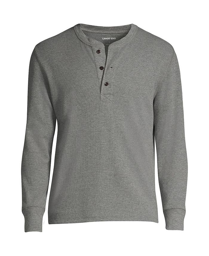цена Мужская футболка с длинными рукавами Comfort-First Thermal Waffle Henley Lands' End, серый