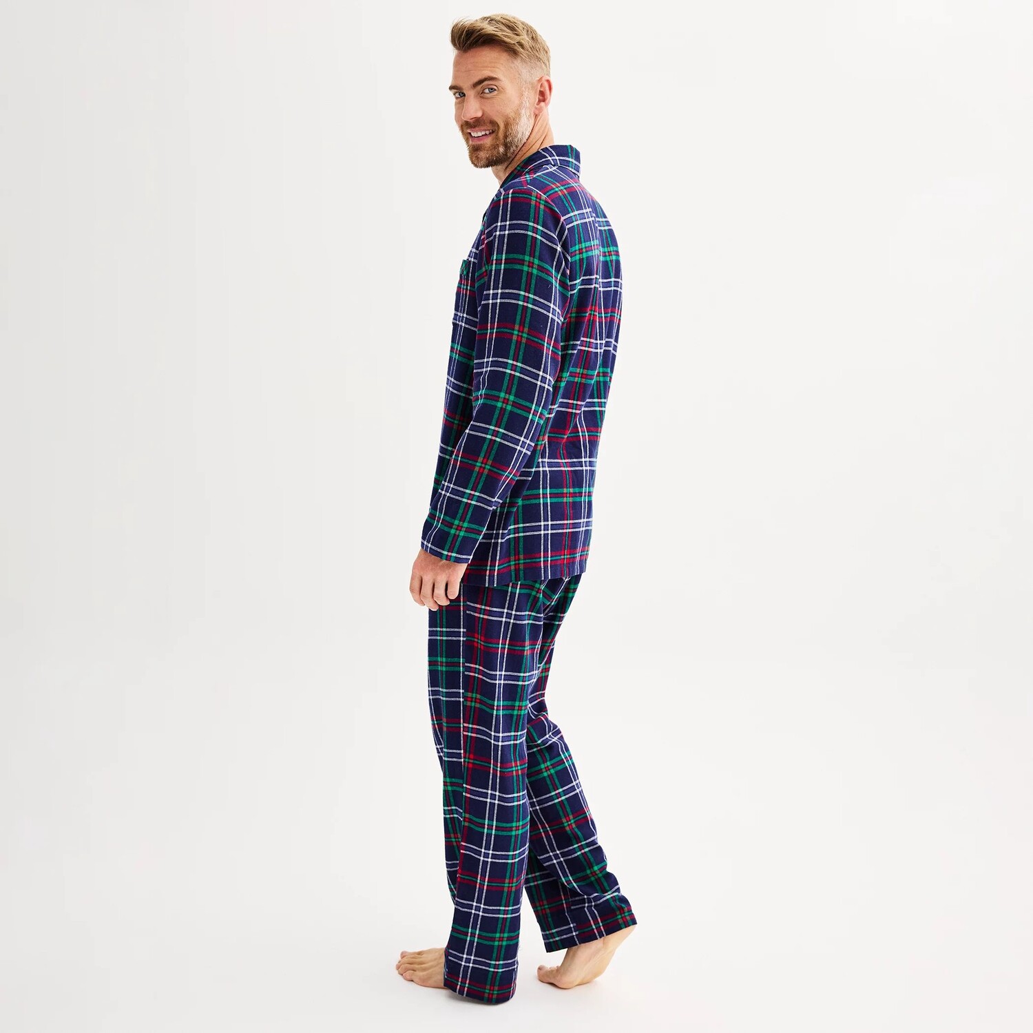 

Мужские пижамные комплекты Jammies For Your Families Christmas Morning с фланелевым верхом и низом в клетку