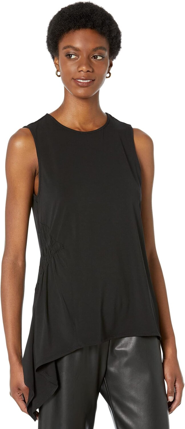 

Пуловер H Halston Sleeveless Side Smocked Asymmetric Pullover, черный