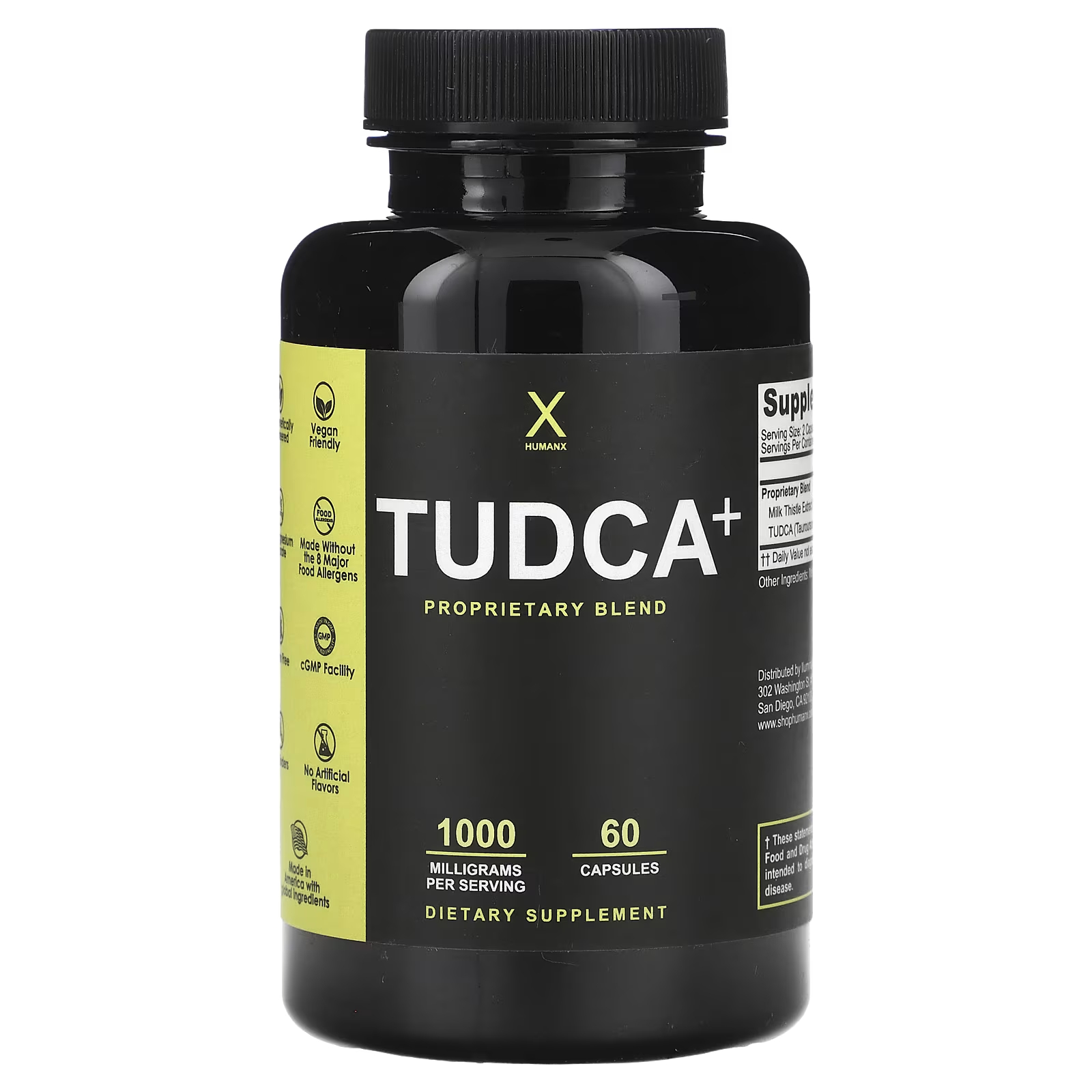 Humanx Tudca+ 1000 мг, 60 капсул (500 мг на капсулу) codeage липосомальный глутатион 1000 мг 60 капсул 500 мг на капсулу