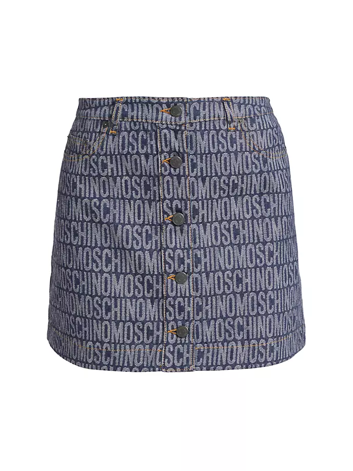 

Джинсовая мини-юбка с логотипом на пуговицах спереди Moschino, синий