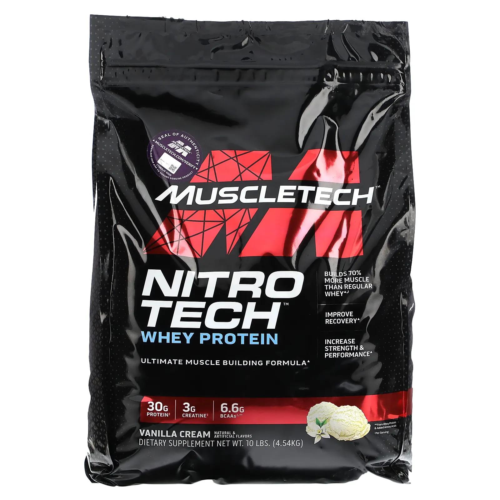 цена Muscletech Performance Series Nitro Tech Whey Peptides & Isolate Lean Musclebuilder Vanilla 10 lbs (4.54 kg)