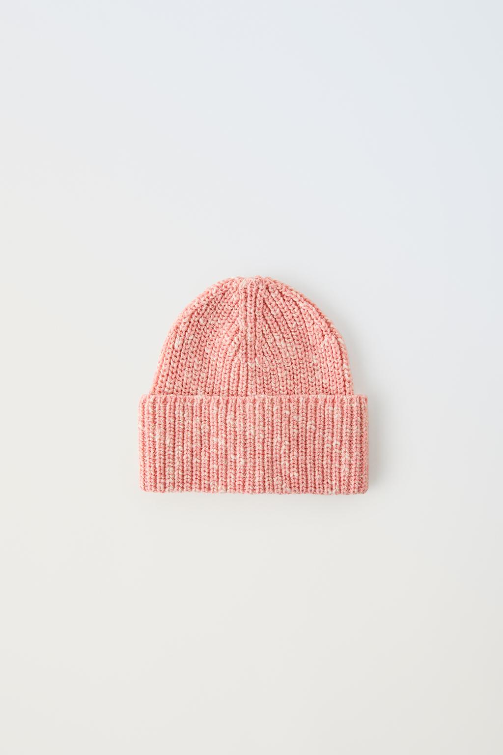 Вязанная шапка ZARA, розовый