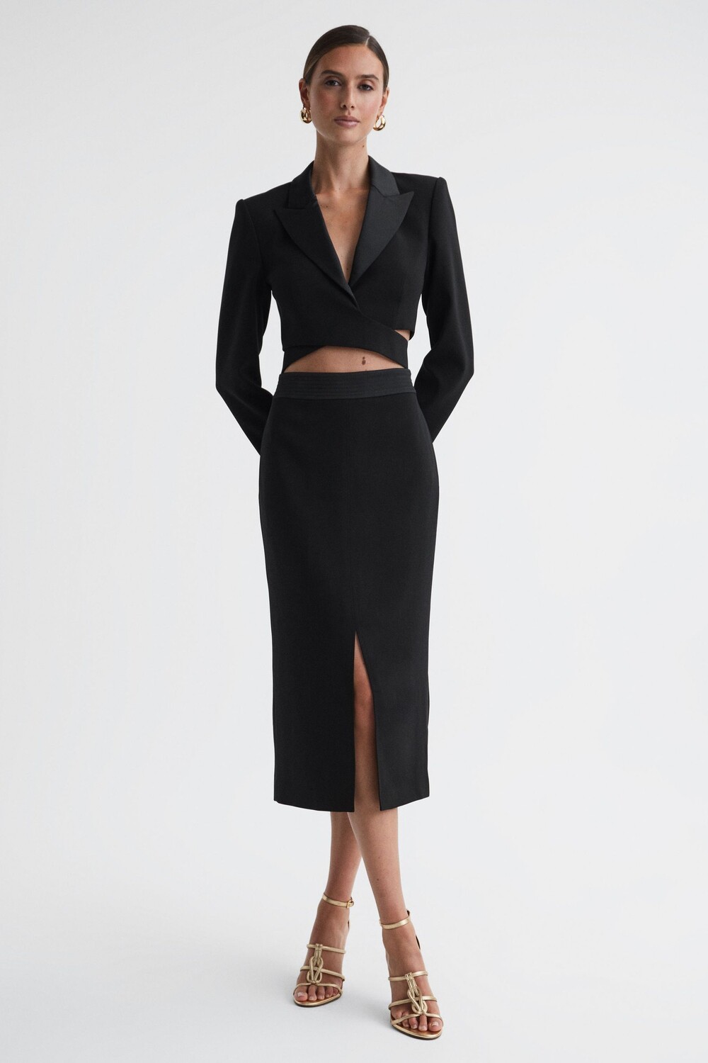 

Атласный укороченный смокинг Quinn Reiss, черный