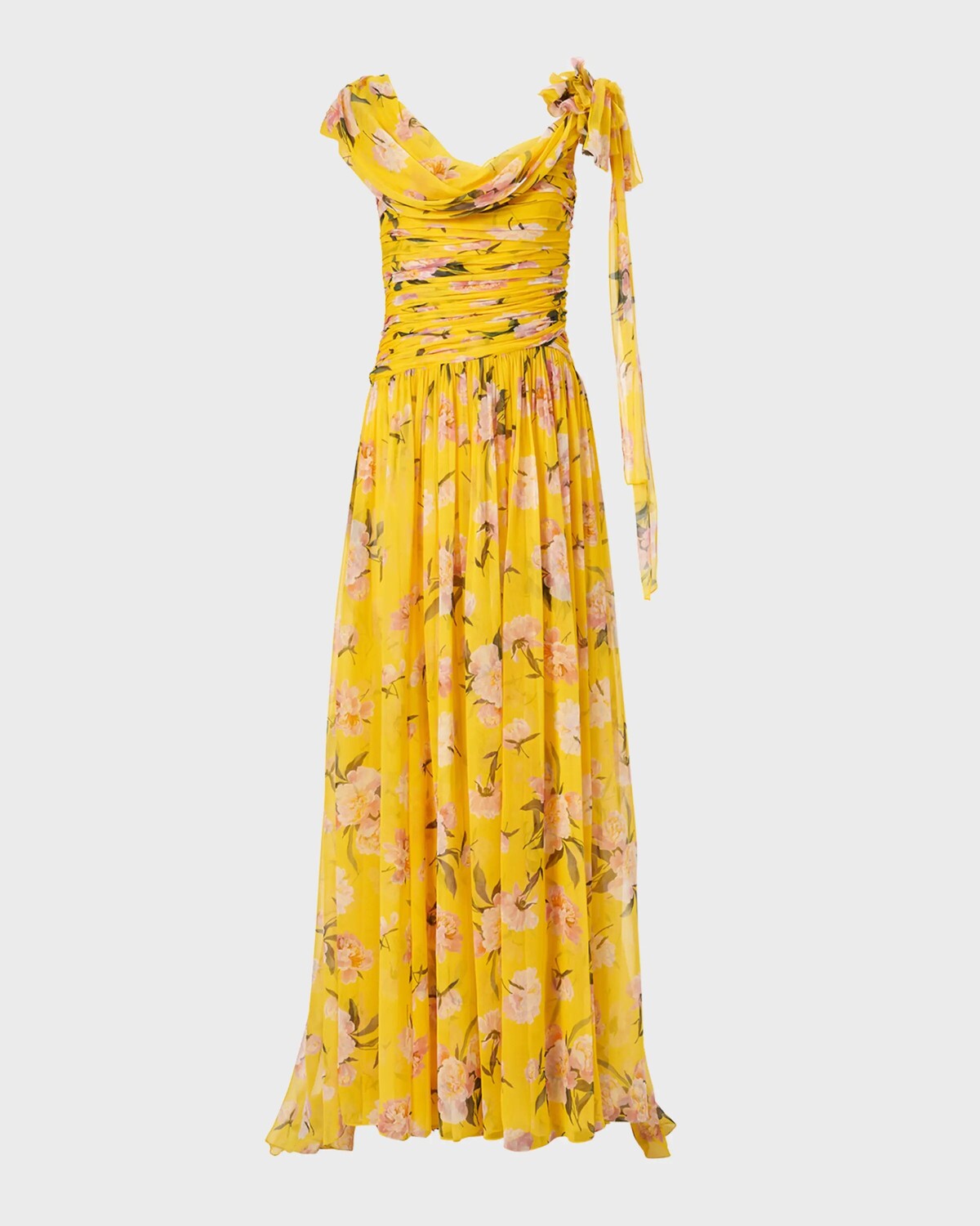 

Платье с цветочной драпировкой и разрезом Carolina Herrera, цвет Freesia Multi