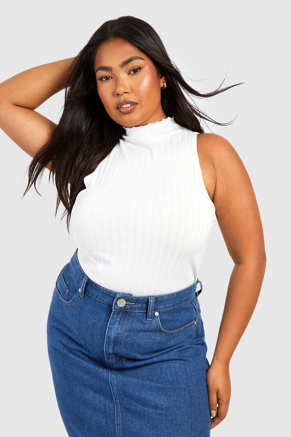 

Жилет плюс с широким ребром Boohoo, экру