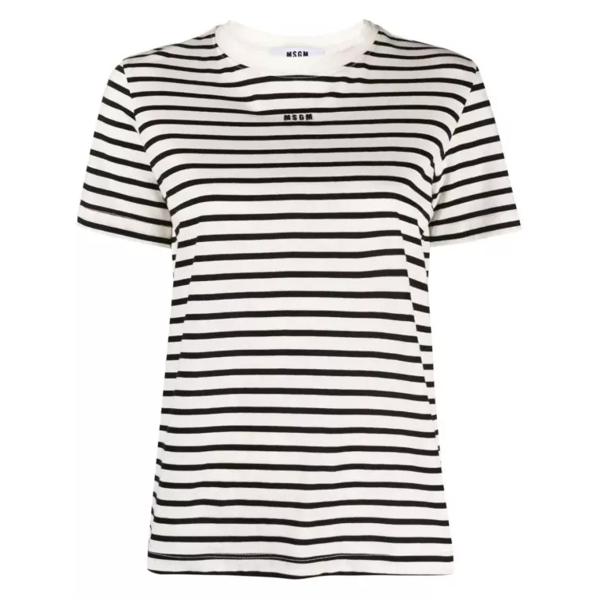 

Футболка logo-embroidered black/ striped t-shirt Msgm, белый