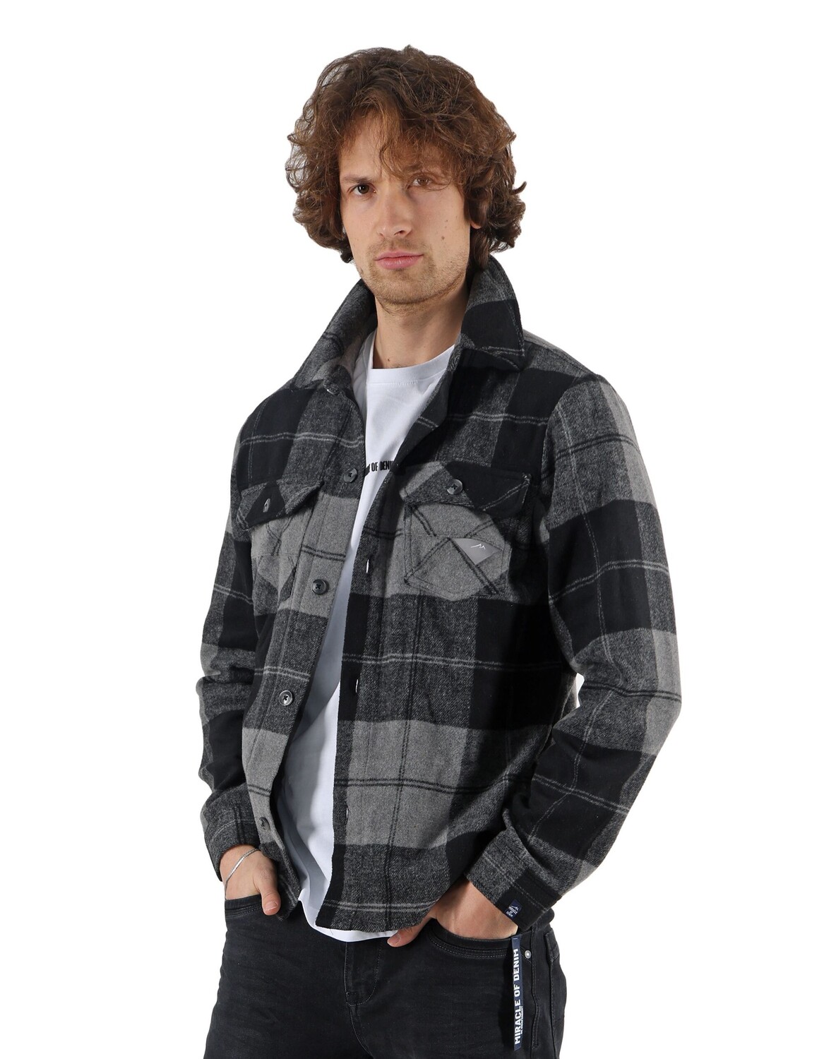 Рубашка miracle of denim jacke, цвет Black Grey Check