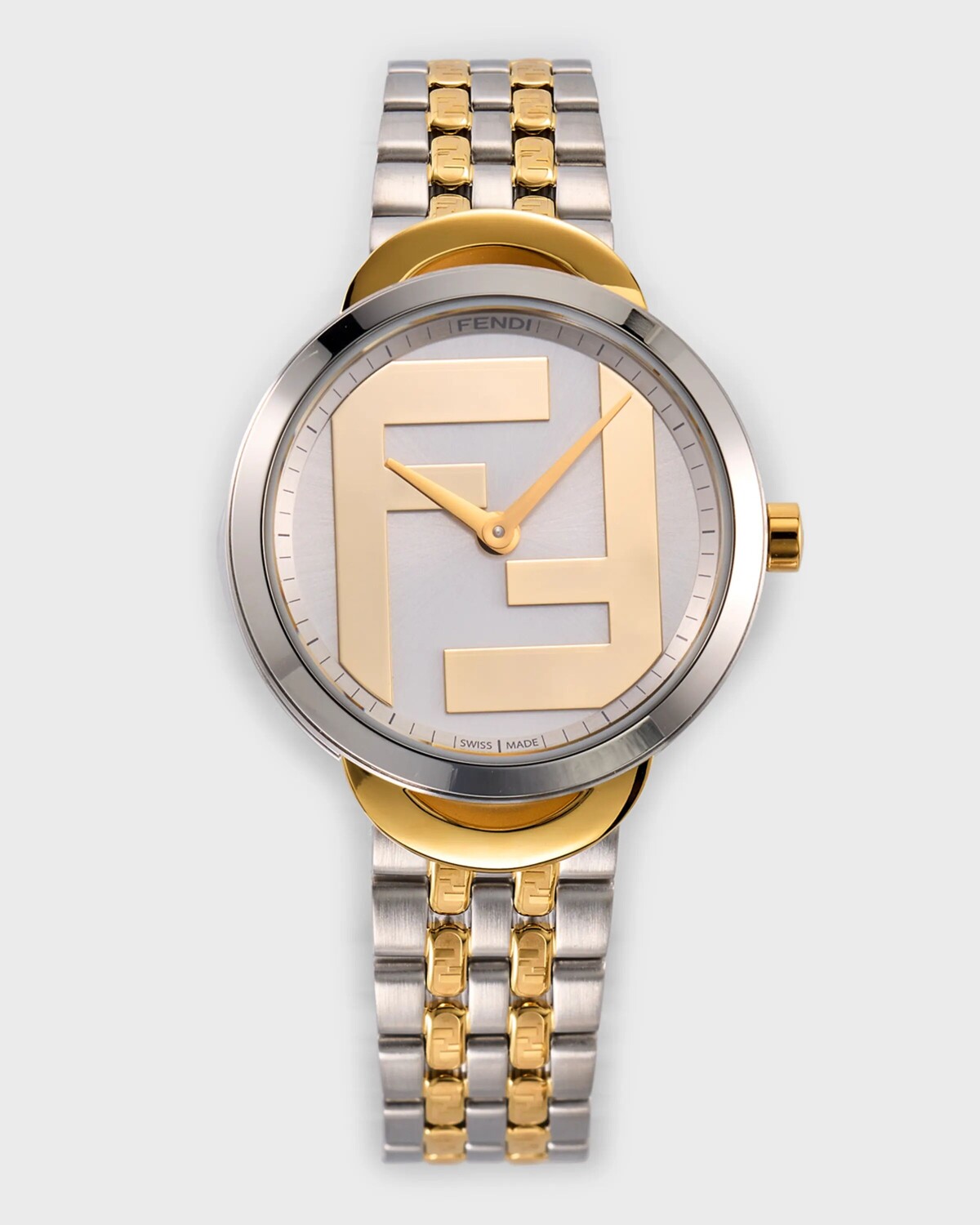 

Двухцветные часы-браслет 30 мм Fendi, цвет Argento Oro