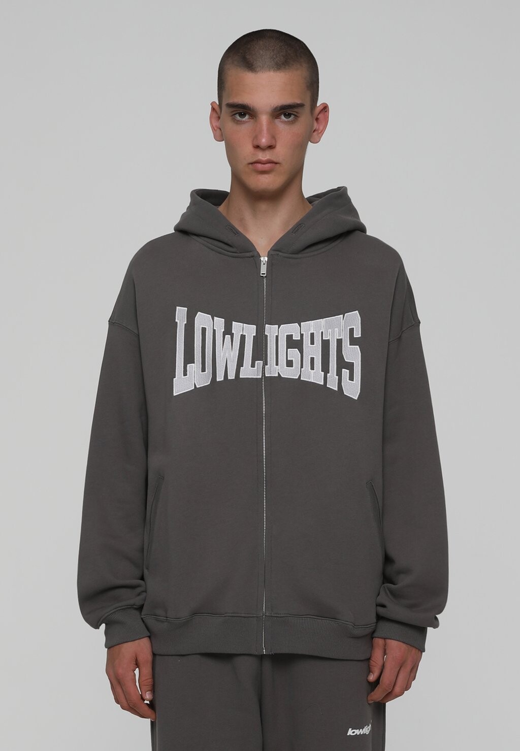 

Толстовка с кремальерой LOW LIGHTS STUDIOS UNISEX ZIP HOODIE BOXER, цвет washed grey