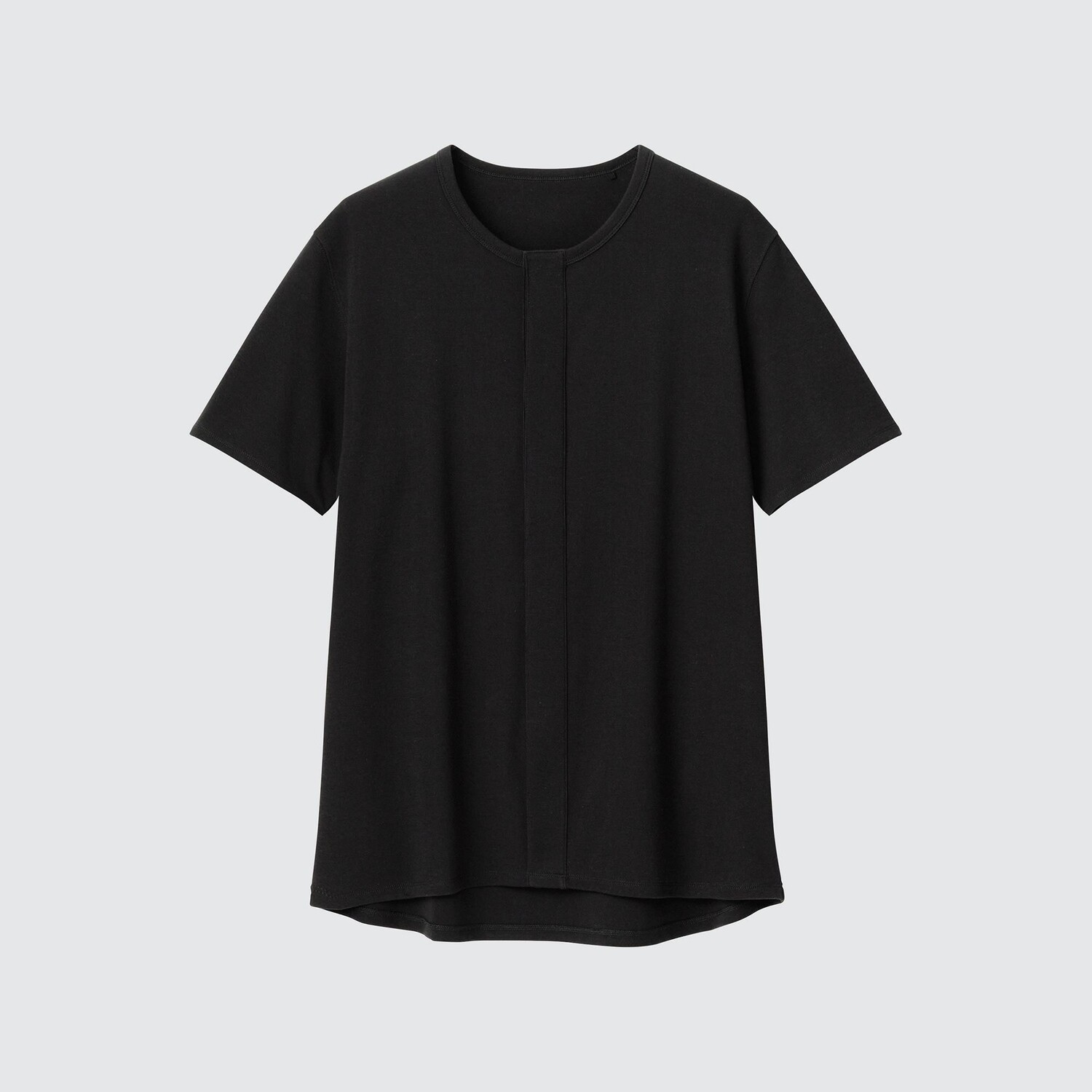 

Хлопковая футболка с открытым передом и круглым вырезом Uniqlo, черный