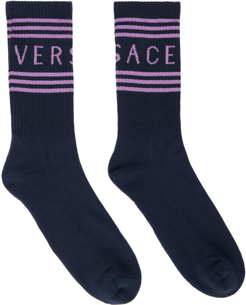 

Темно-синие носки с винтажным логотипом 90-х годов Versace
