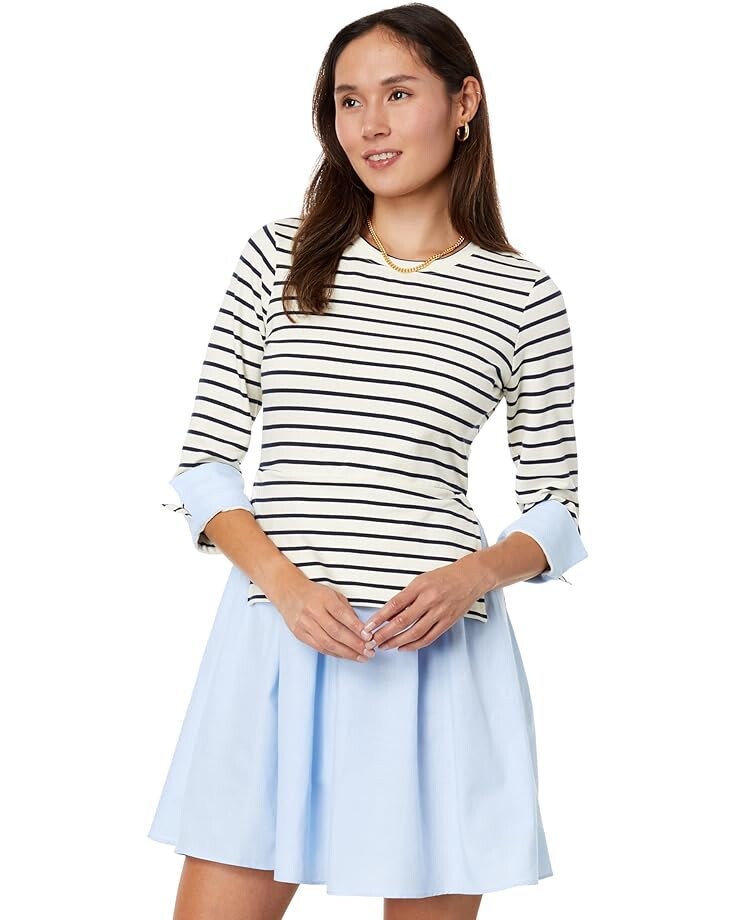

Платье English Factory Striped Knit and Oxford Combo, цвет Multi
