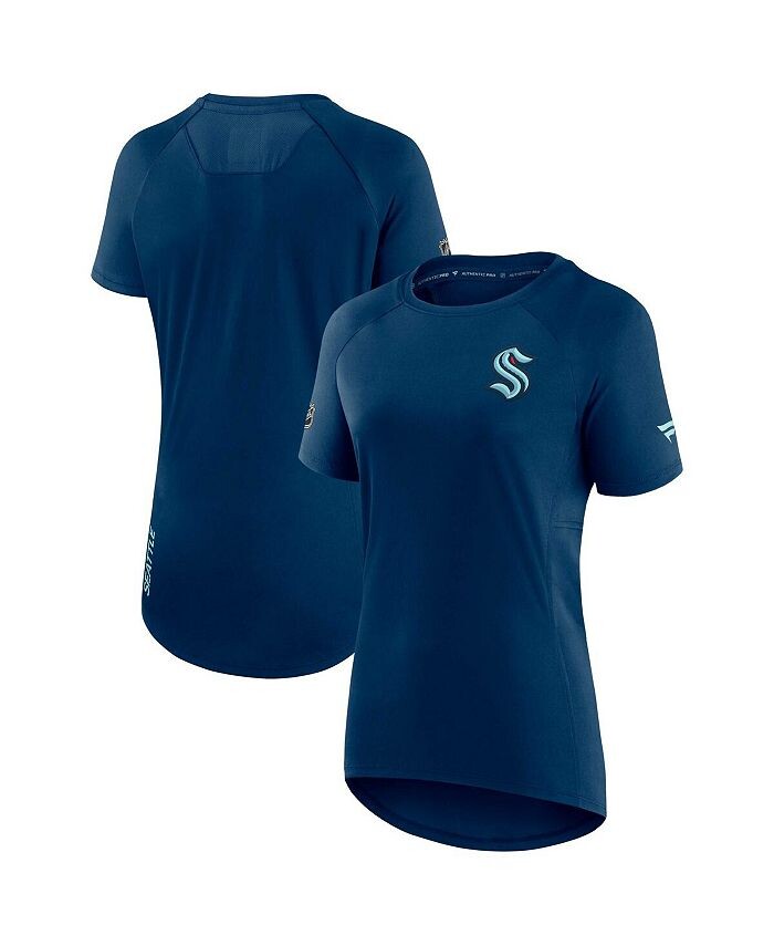 

Женская футболка с фирменным логотипом Deep Sea Seattle Kraken Authentic Pro Rink Raglan Tech Fanatics, синий