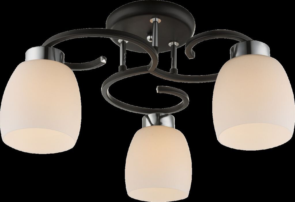 

Потолочный светильник Globo Lighting, черный металл, хром, опаловое стекло, ø: 480 мм, В: 250 мм, без 3x E27 40 Вт 230 В.