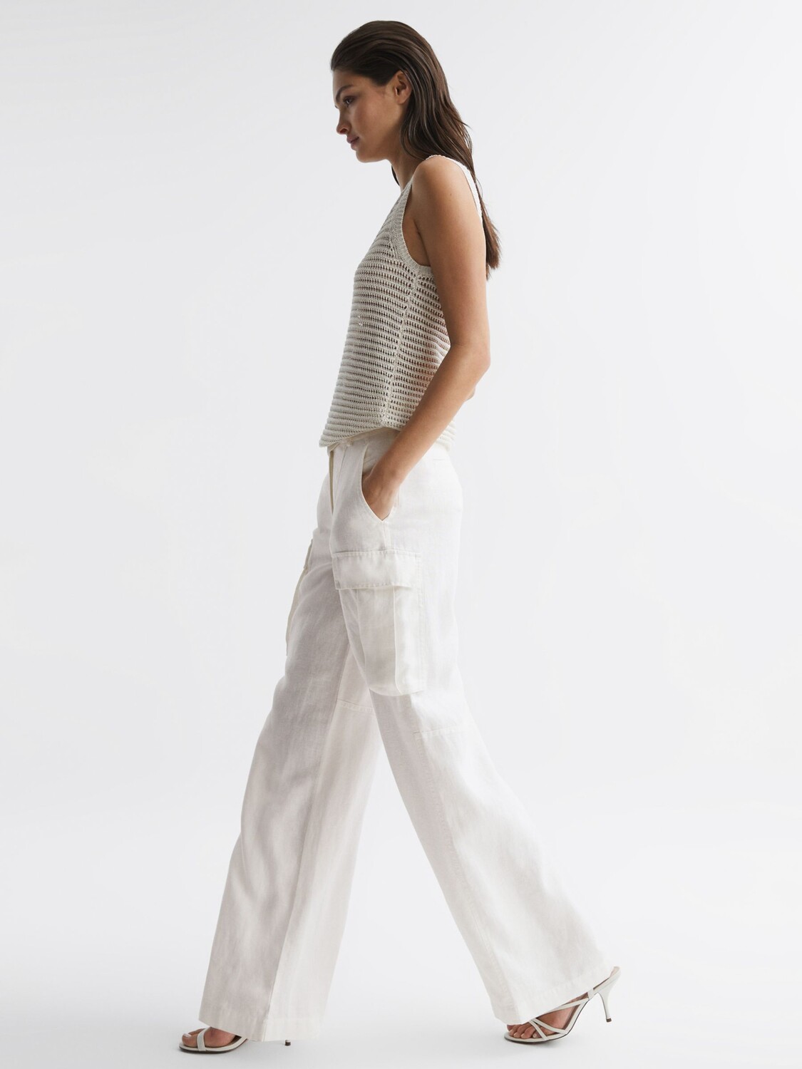 

Льняные брюки Reiss Robin, белые, Белый