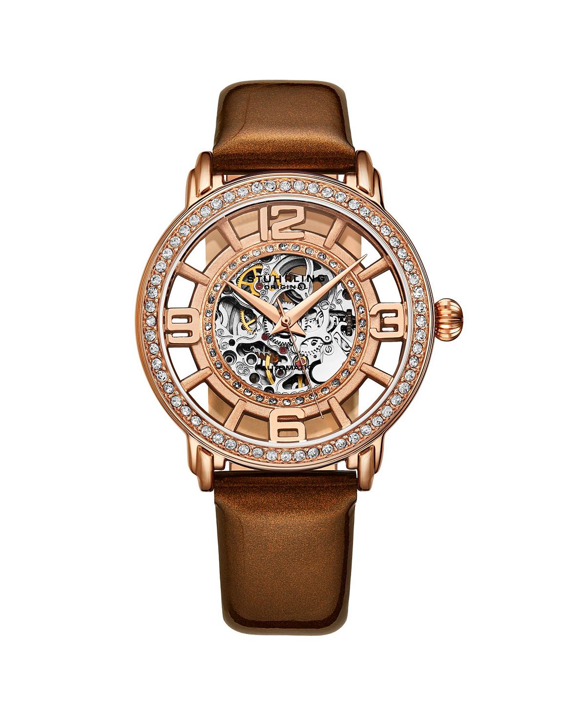 цена Женские часы с темно-коричневым кожаным ремешком, 38 мм Stuhrling
