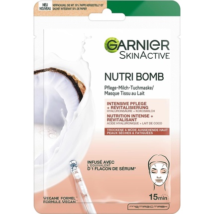 цена Skinactive Nutri Bomb Care Тканевая маска с кокосовым молоком 28 г, Garnier