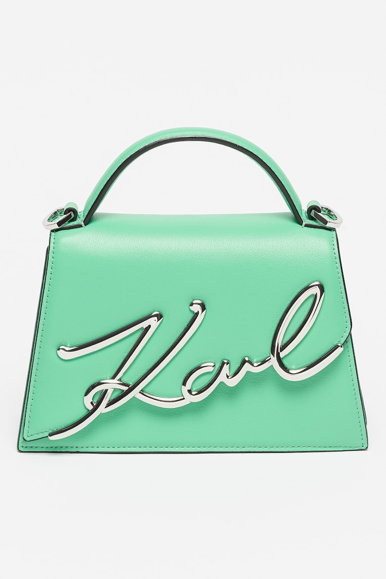 Кожаная сумка K/Signature 2 0 Karl Lagerfeld, зеленый