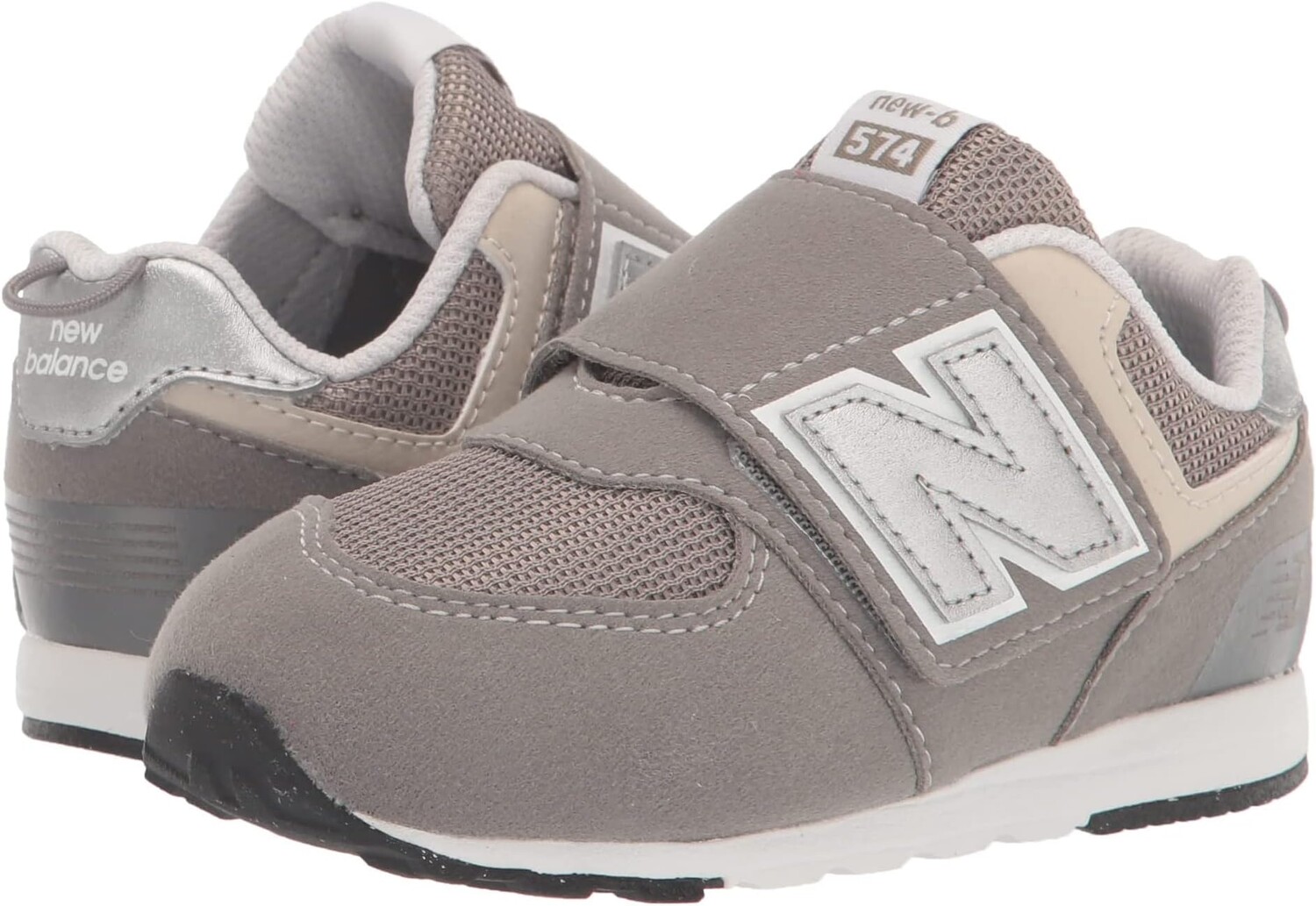 

Кроссовки 574 New-B Hook-and-Loop New Balance, цвет Black/Silver Metallic