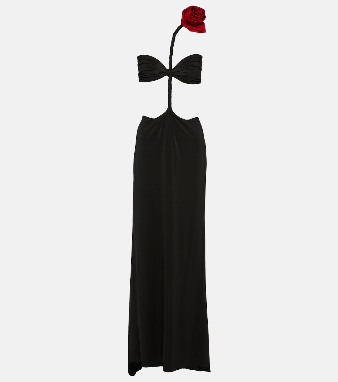 Платье из джерси с цветочной аппликацией Magda Butrym, черный прозрачная шелковая блузка с цветочной аппликацией magda butrym черный