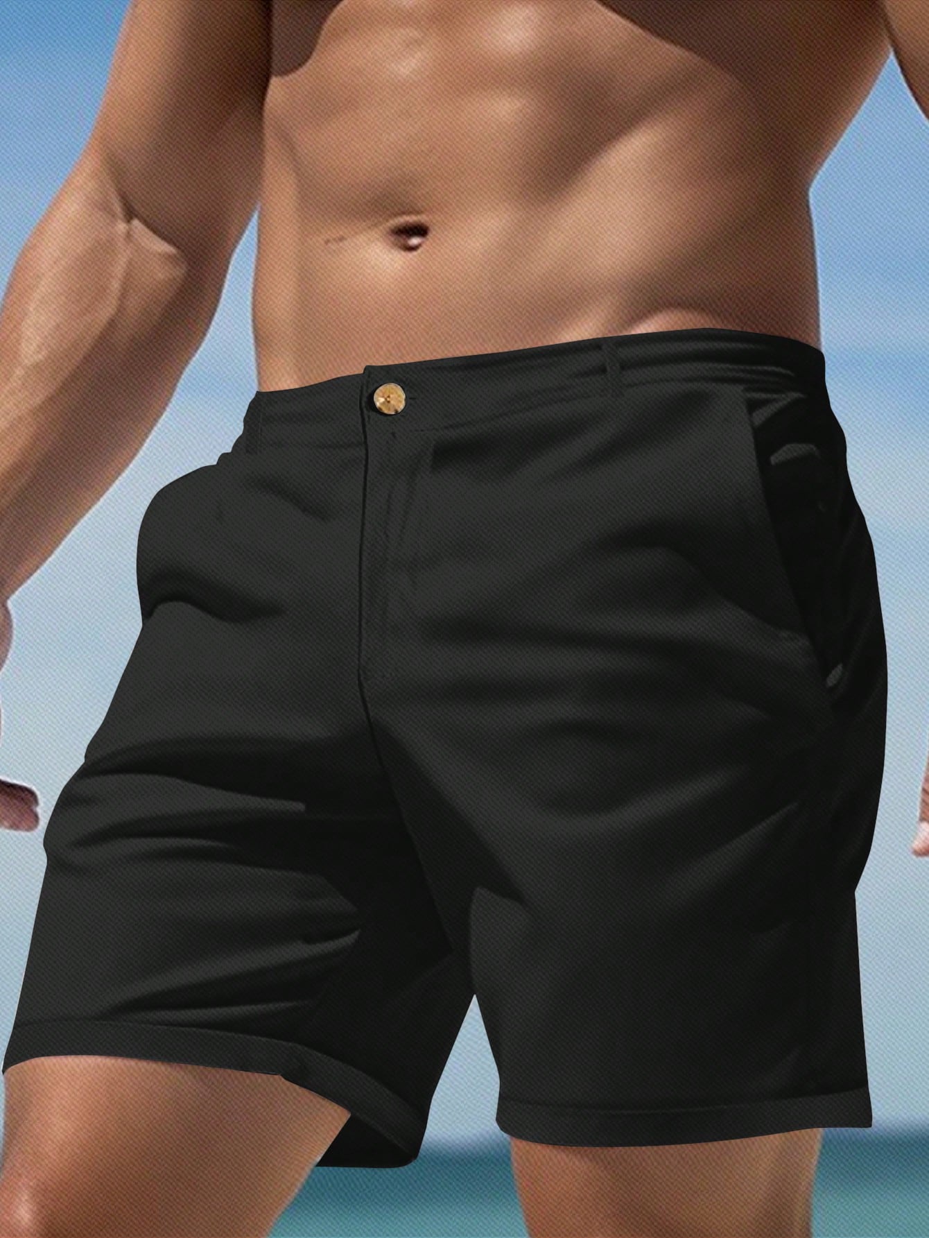 Мужские однотонные шорты Manfinity Homme со скошенными карманами, черный