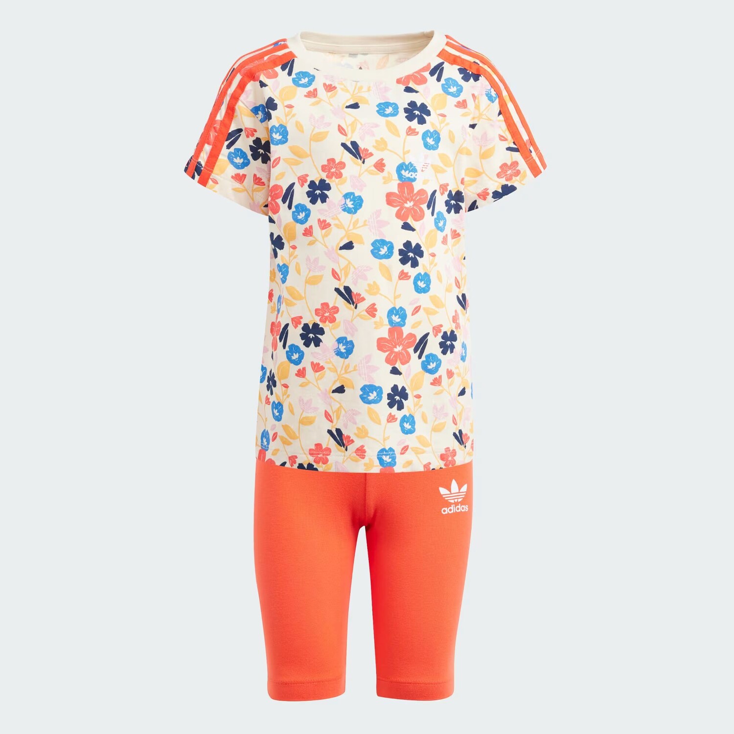 

Комплект велосипедных шорт и футболки с цветочным принтом Adidas, Wonder White/Multicolor