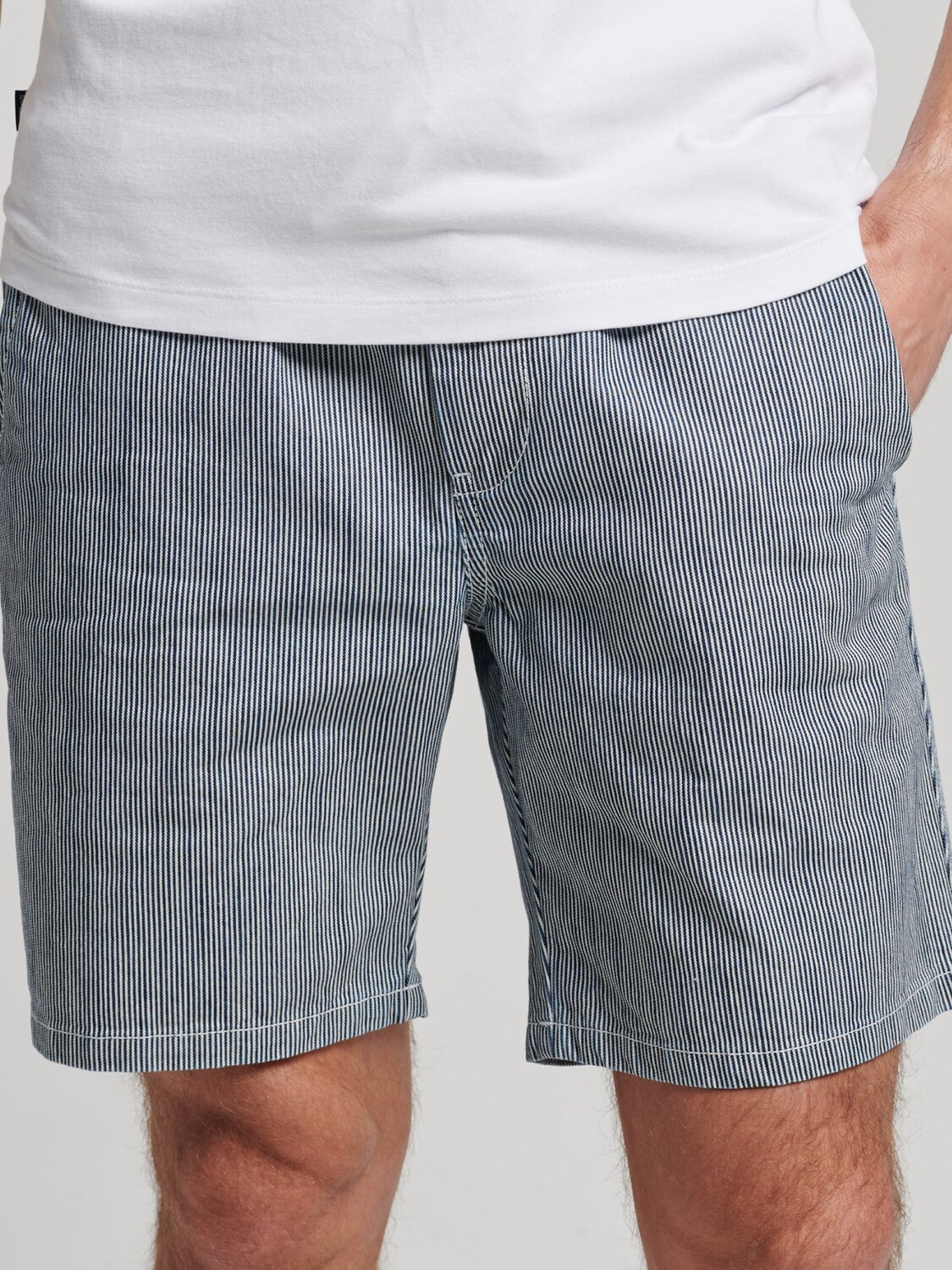 

Хлопковые шорты чинос Superdry Overdyed, синяя полоска с тиснением