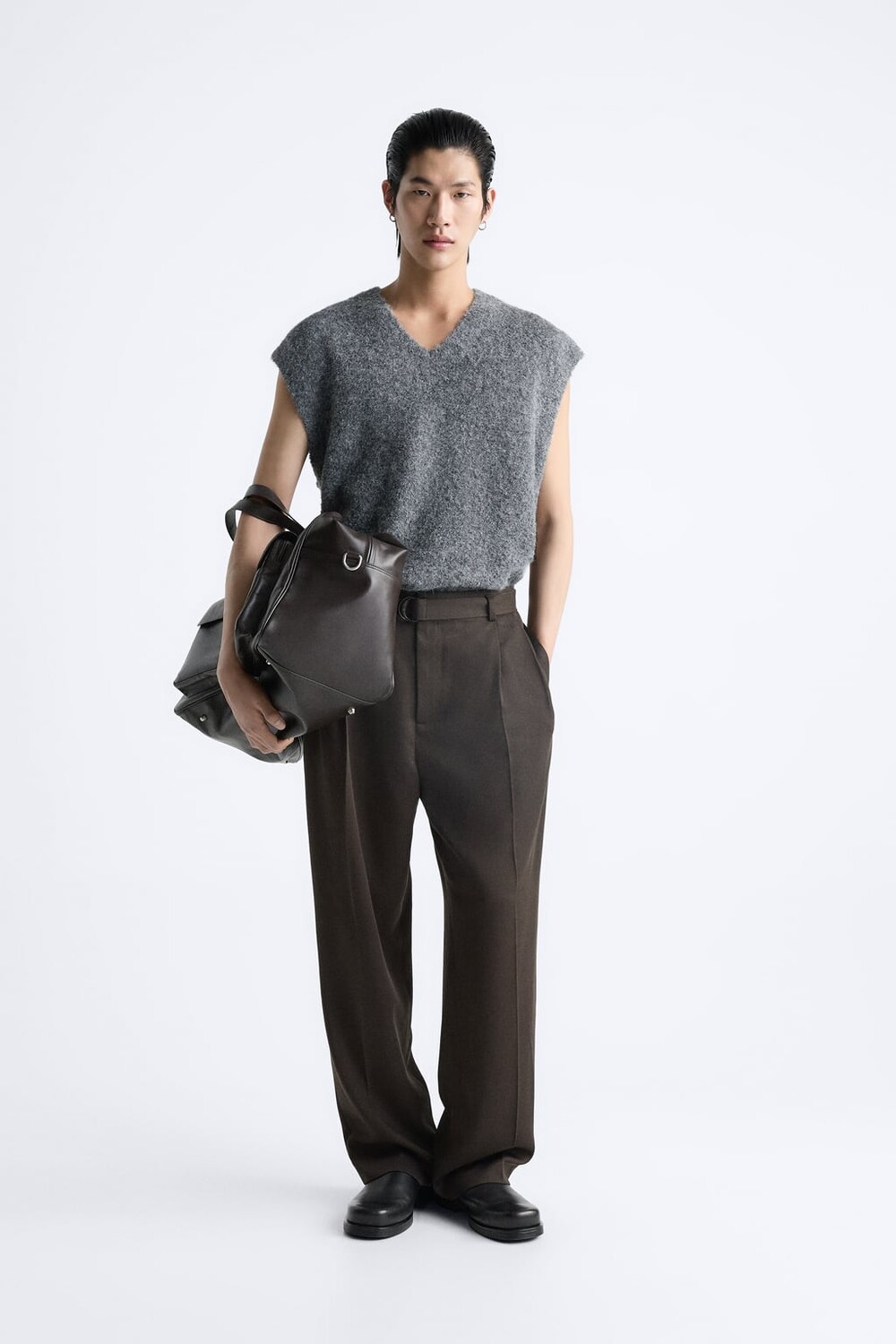 

Жилет вязки букле ZARA, серый