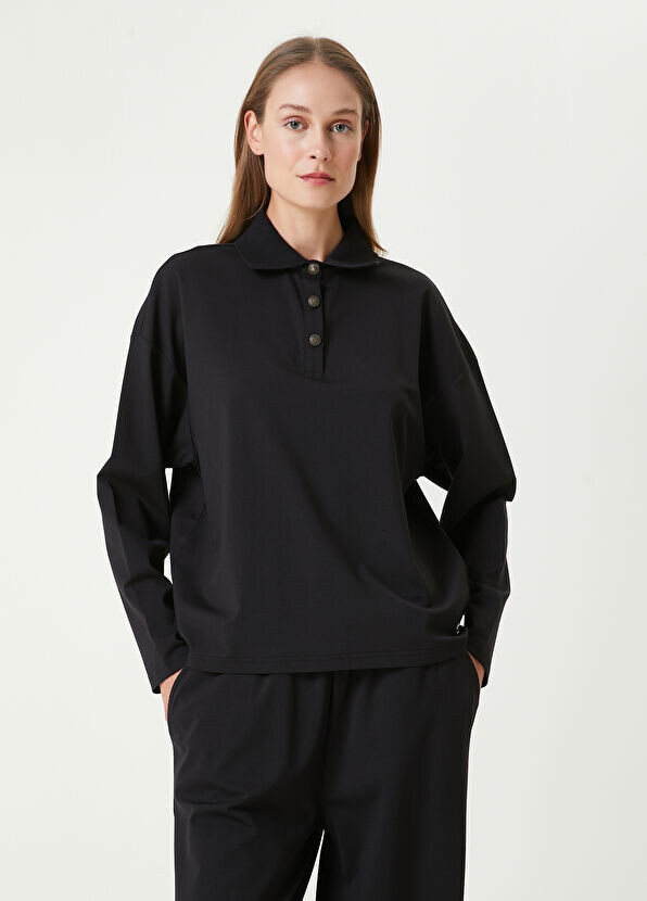 

Толстовка из джерси с воротником-поло Beymen Collection, черный