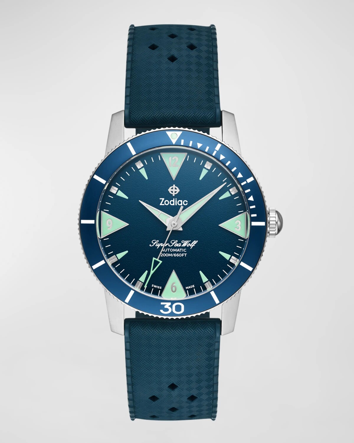 

Мужские автоматические часы Super Sea Wolf на каучуковом ремешке, 39 мм ZODIAC, цвет Blue